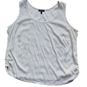 Eileen Fisher Woman 1X Off White / Beige Silk Blend Sleeveless Ruched Tank Top